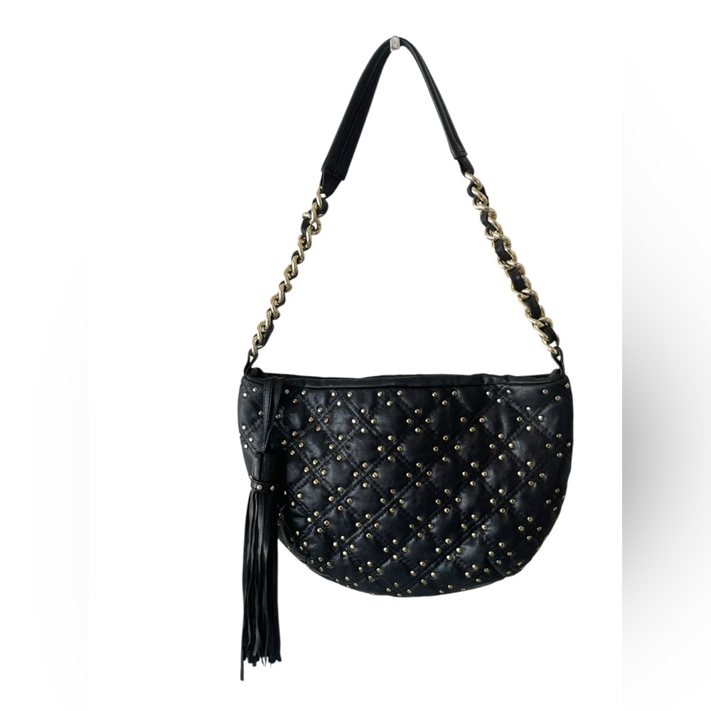 Paolo Masi Italian-made black studded leather hobo purse